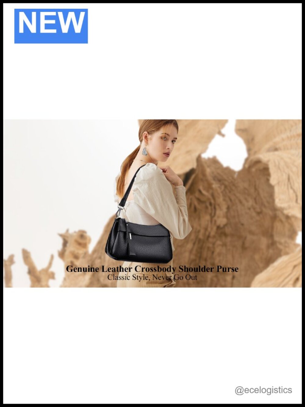 Genuine Leather Crossbody Bag for Women Shoulder Purse with 2 Straps - Picture 6 of 6